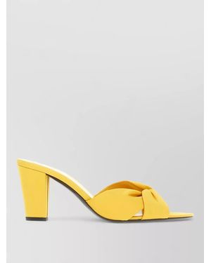 Saint Laurent Fabric Franciane Sandals Cone Heel Knotted - Yellow