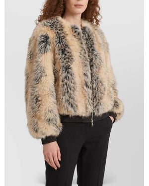 Frankie Shop Faux Fur Bomber Jacket - Natural