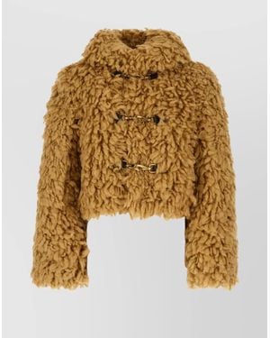 Burberry Short Wool Blend Coat - Yellow