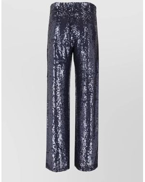 P.A.R.O.S.H. High Waist Sequin Wide Leg Trousers - Blue