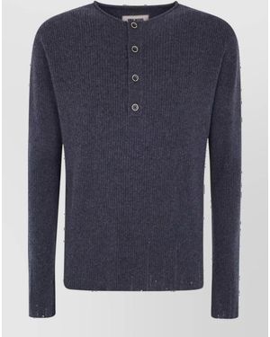 Uma Wang Cashmere Henley Jumper - Blue