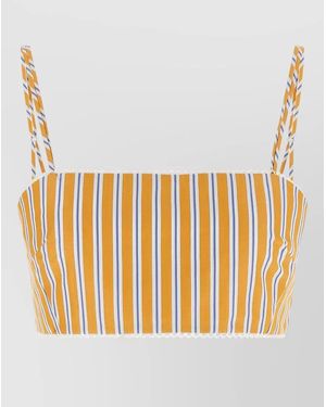 ANDAMANE Striped Cotton Bralette Crop Bikini Top - Orange