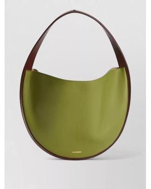 Jil Sander Pivot Leather Hobo Bag Contrast Trim - Green
