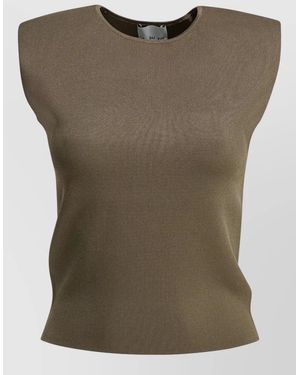 Sa Su Phi Sleeveless Crew Neck Fitted Textured Top - Green