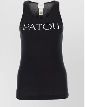 Patou Cotton Slim-Fit Logo-Print Tank Top - Black