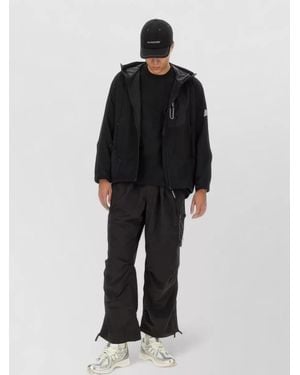 and wander Hooded Coat Jacket Adjustable Drawstring Hood - Black