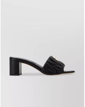 Miu Miu Nappa Leather Block Heel Mules With Quilted Design - Black