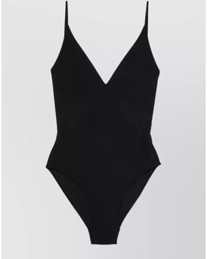 Rick Owens Deep V Neck Swimsuit Low Back Design - Black