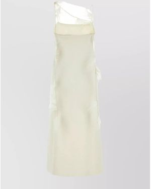 Jil Sander Feather-Trim Midi Dress - White