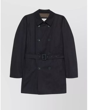 Herno Cotton Double-Breasted Trench Coat - Blue