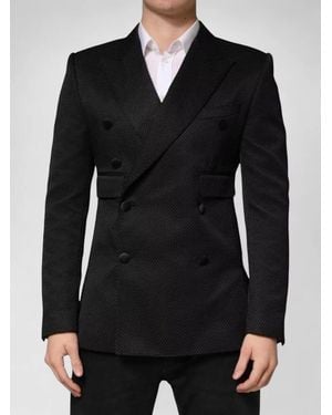 Dolce & Gabbana Cotton Double Breasted Blazer Two Buttons - Black