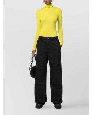 P.A.R.O.S.H. Denim Low-Rise Wide-Leg Jeans - Yellow