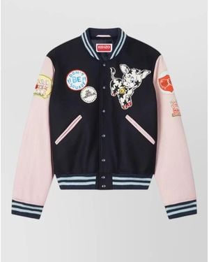 KENZO Wool Varsity Jacket Badges And Patches - Blue