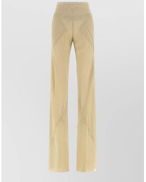 Rick Owens Bias Cut Trousers Seam Detailing Design - Natural