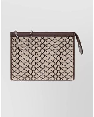 Max Mara Rectangular Leather Clutch Chain Strap - Metallic
