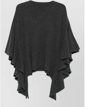 Uma Wang Cashmere Crew Neck Sweater Ruffle Sleeves - Black