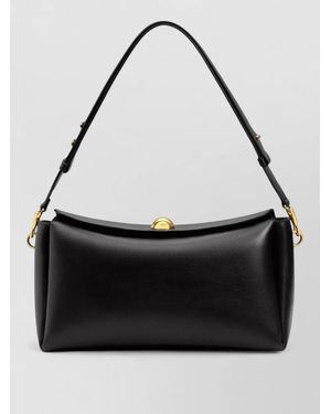 Ami Paris Leather Shoulder Clutch Bag - Black