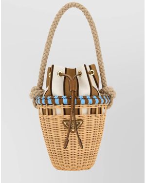 Prada Bucket Mini Wicker Shoulder Bag - Metallic