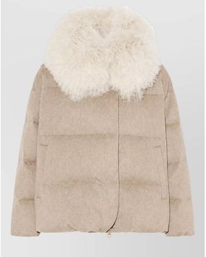 Yves Salomon Cashmere Puffer Jacket - Natural