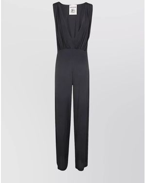 Semicouture Letizia Sleeveless V-Neck Jumpsuit - Blue