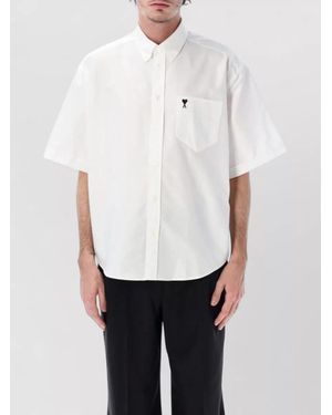Ami Paris Bowling Shirt Cotton Short Sleeves Logo - White