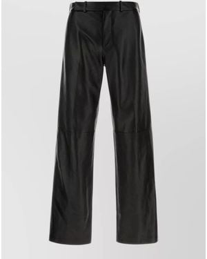 Fendi Leather Wide-Leg Trousers - Black