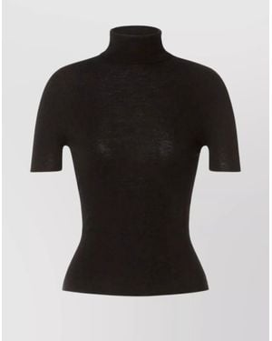 Alberta Ferretti Turtleneck Sweater With Open Back And Tie - Black