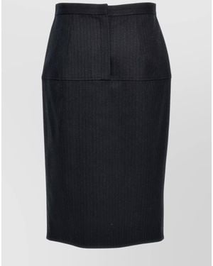 Fendi Pinstriped Wool Pencil Skirt - Blue