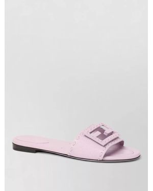 Fendi Silk Nylon Flat Sole Open Toe Slides - Pink