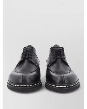 Paraboot Derby Shoes Round Toe Contrast Stitching Sole - Black