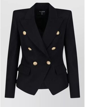 Balmain Double Breasted Blazer Tone Buttons - Black