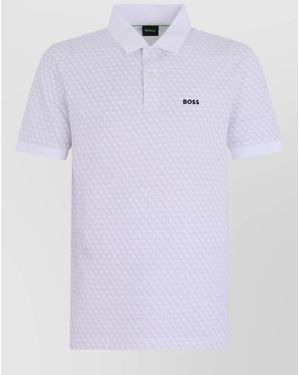 BOSS Patterned Cotton Polo Shirt Regular Fit - Purple