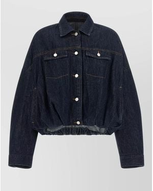 Dries Van Noten Vesto Denim Jacket Cropped Hem Design - Blue