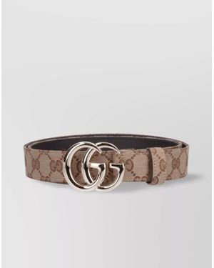 Gucci Adjustable Monogram Pattern Metal Hardware Belts - Black