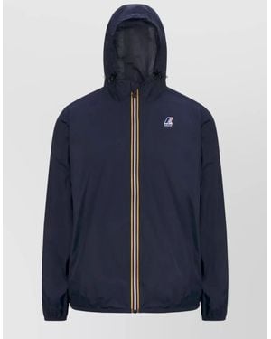 K-Way Claude Hood Jacket Elastic Cuffs Packable - Blue