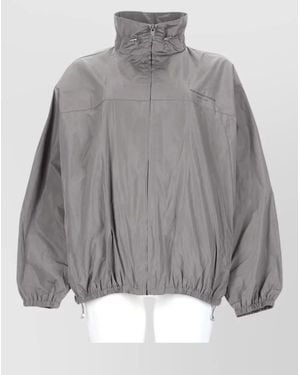 Alexander Wang Oversize Jacket Zip High Collar Hem - Gray
