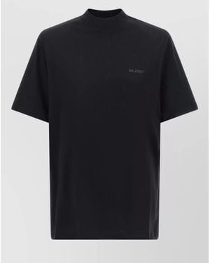 The Attico Cotton Mock-Neck Short-Sleeve Top - Black