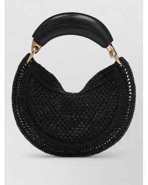 Chloé Raffia Summer Banana Mini Shoulder Bag - Black