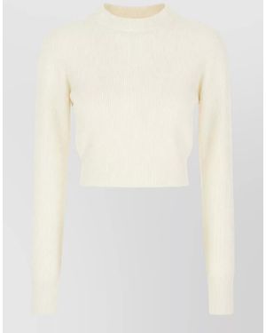 Malo Cashmere Cropped Jumper High Neck Ribbed - White