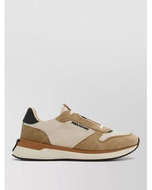 Ferragamo Leather And Suede Low-Top Trainers - Natural
