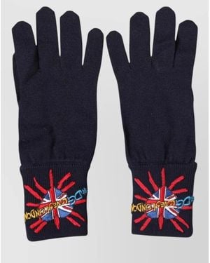 Dolce & Gabbana Wool Knit Dgloveslondon Embroidered Mitten Gloves - Blue