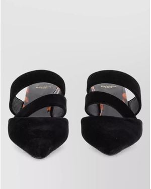 Balmain Leather Heeled Mules - Black