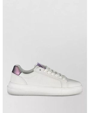 Calvin Klein Leather Platform Lace-Up Sneakers - Natural