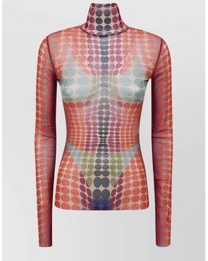 Jean Paul Gaultier High Neck Long-Sleeve Top - Red