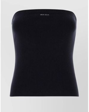 Miu Miu Strapless Ribbed Cotton Top - Black