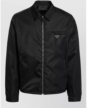 Prada Long Sleeve Jacket Point Collar Pockets - Black