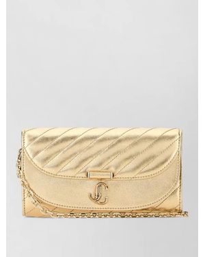 Jimmy Choo Avn Curve Leather Clutch Chain Strap - Natural