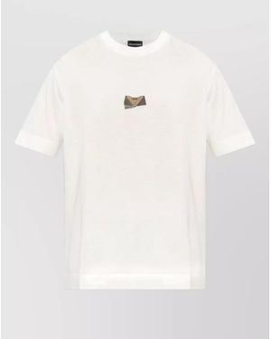 Emporio Armani Logo Crew Neck Short Sleeve Shirt - Natural