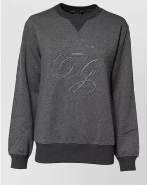 Dolce & Gabbana Dg Logo Crew Neck Pullover Sweater - Gray