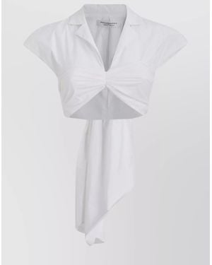 Philosophy Taffeta V-Neck Cropped Top - White